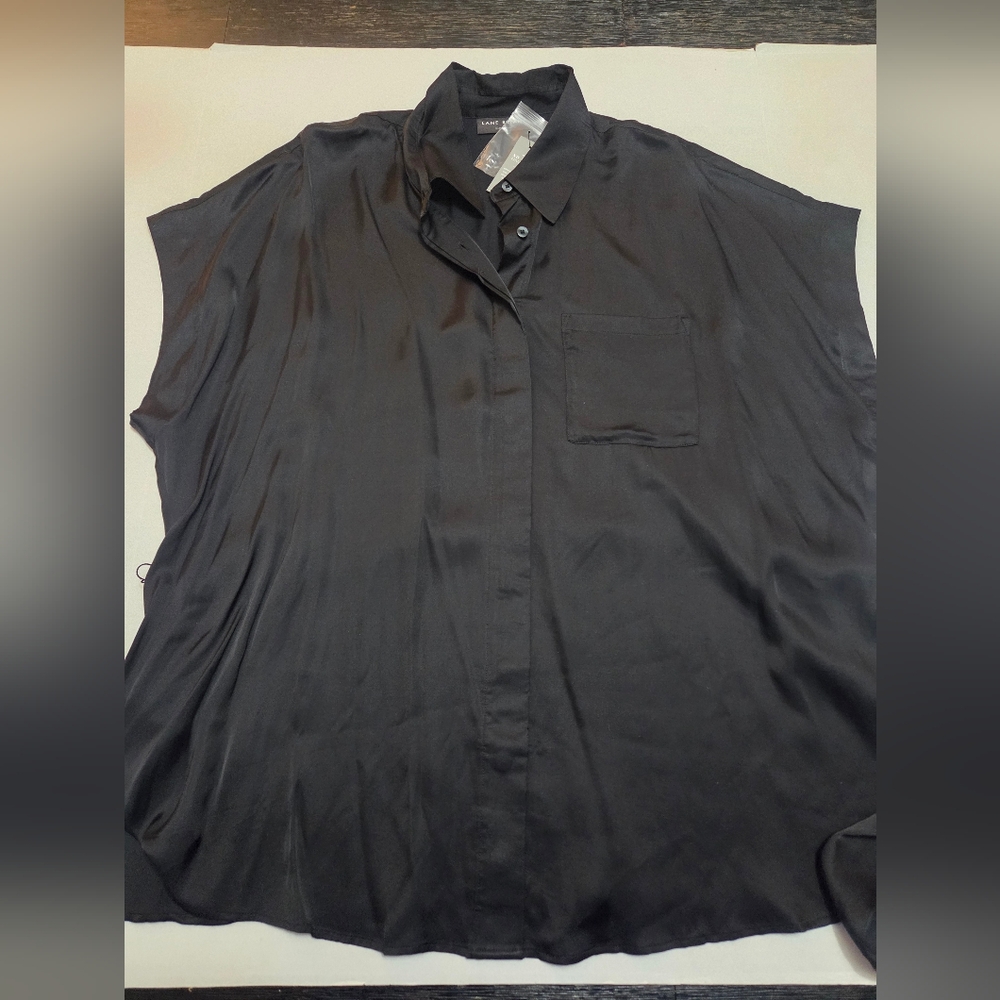 NWT Lane Bryant Plus Size Black Tunic Top with Tie Waist Size 18 - Picture 6 of 11